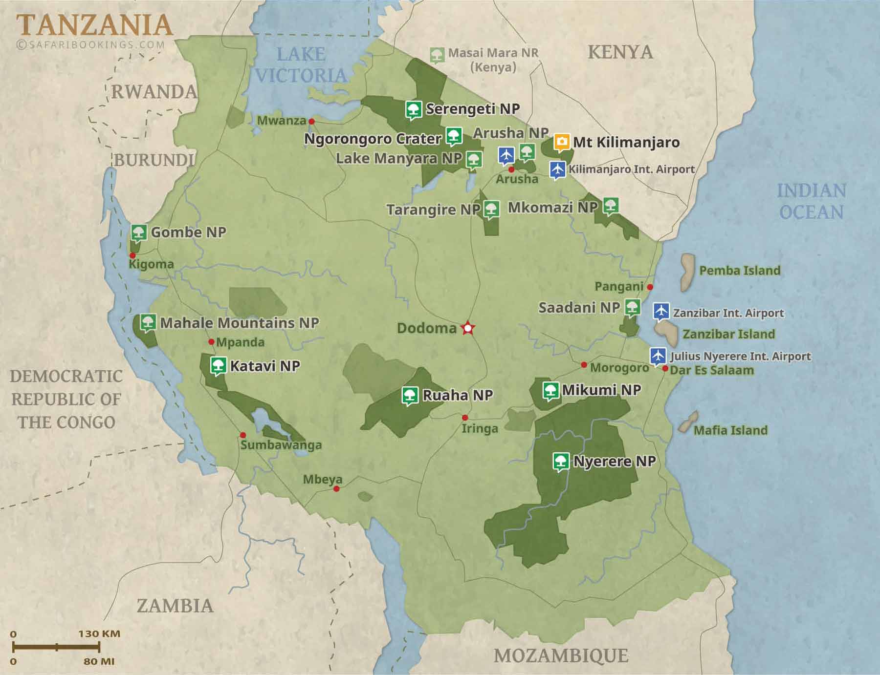 map of Tanzania National Parks